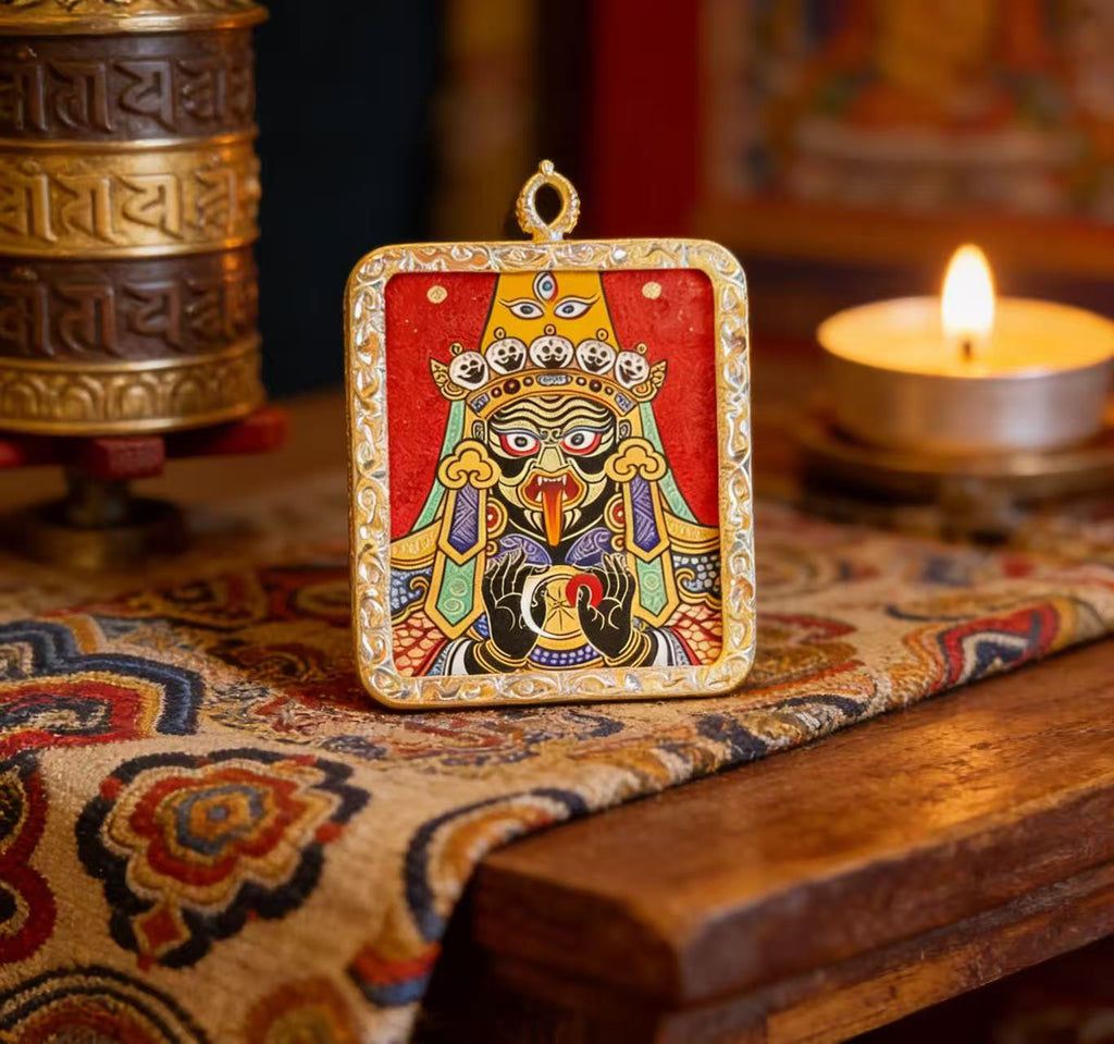 Zashi Lhamo Thangka Pendant Handmade |Tibetan Thangka Pendant Necklace | Traditional Hand-Painted Tibetan Cultural Art Jewelry | Natural Mineral Pigments | Limited Edition Craft|