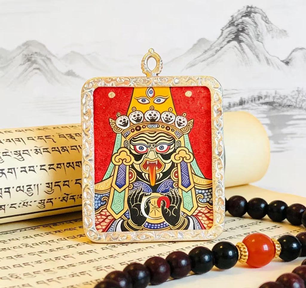 Zashi Lhamo Thangka Pendant Handmade |Tibetan Thangka Pendant Necklace | Traditional Hand-Painted Tibetan Cultural Art Jewelry | Natural Mineral Pigments | Limited Edition Craft|