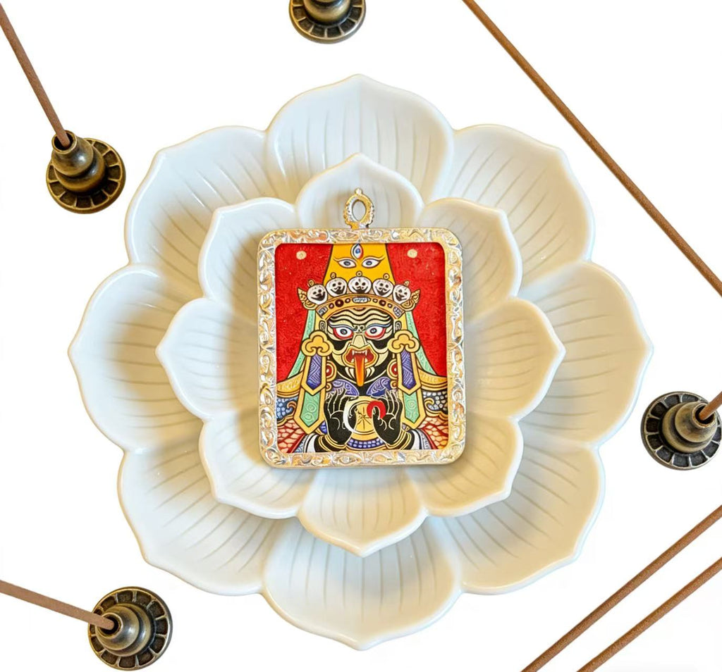 Zashi Lhamo Thangka Pendant Handmade |Tibetan Thangka Pendant Necklace | Traditional Hand-Painted Tibetan Cultural Art Jewelry | Natural Mineral Pigments | Limited Edition Craft|