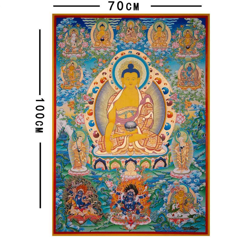 Hand-Painted Tibetan Thangka | Shakyamuni | Collectible Tibetan Art, Traditional Wall Decor for Home & Meditation Space