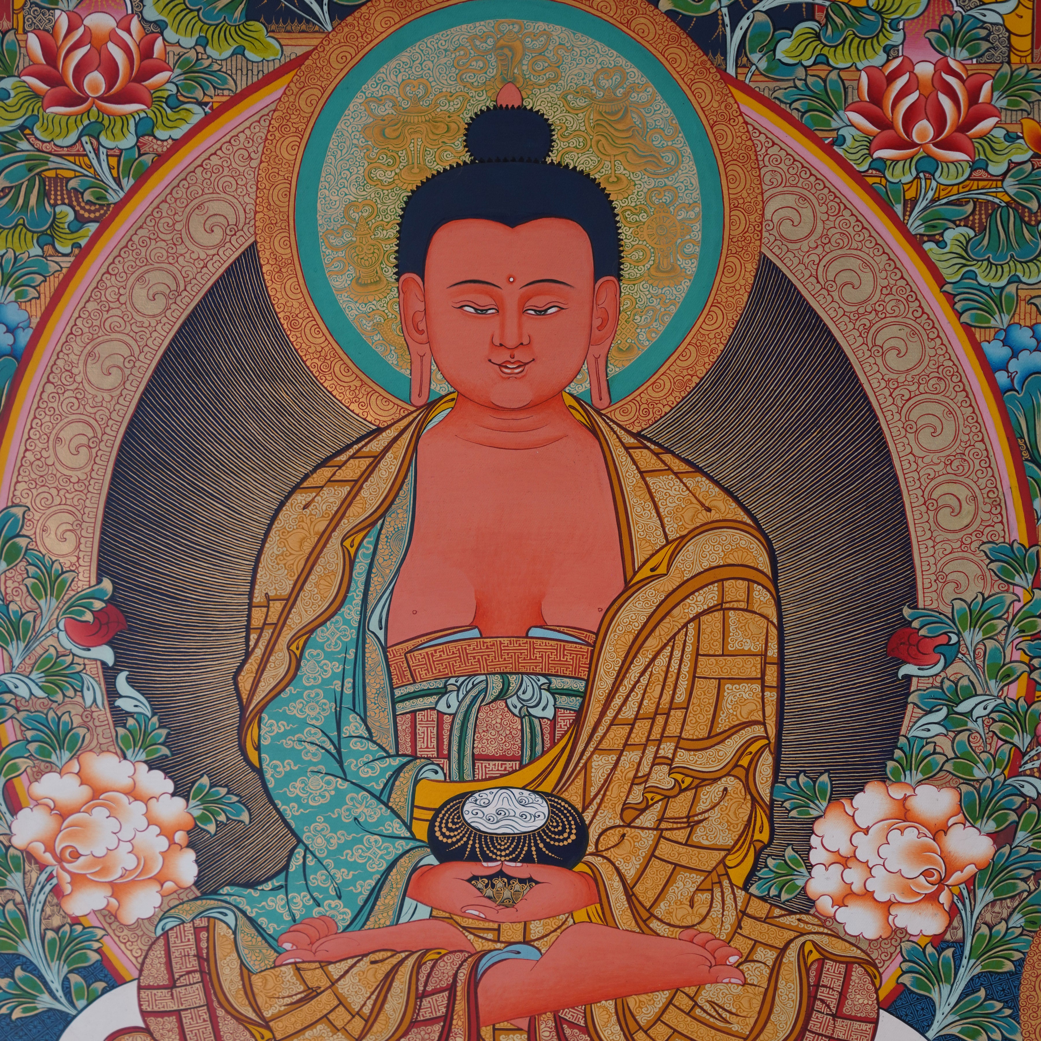 Hand-Painted Tibetan Thangka | Amitabha | Collectible Tibetan Art, Traditional Wall Decor for Home & Meditation Space